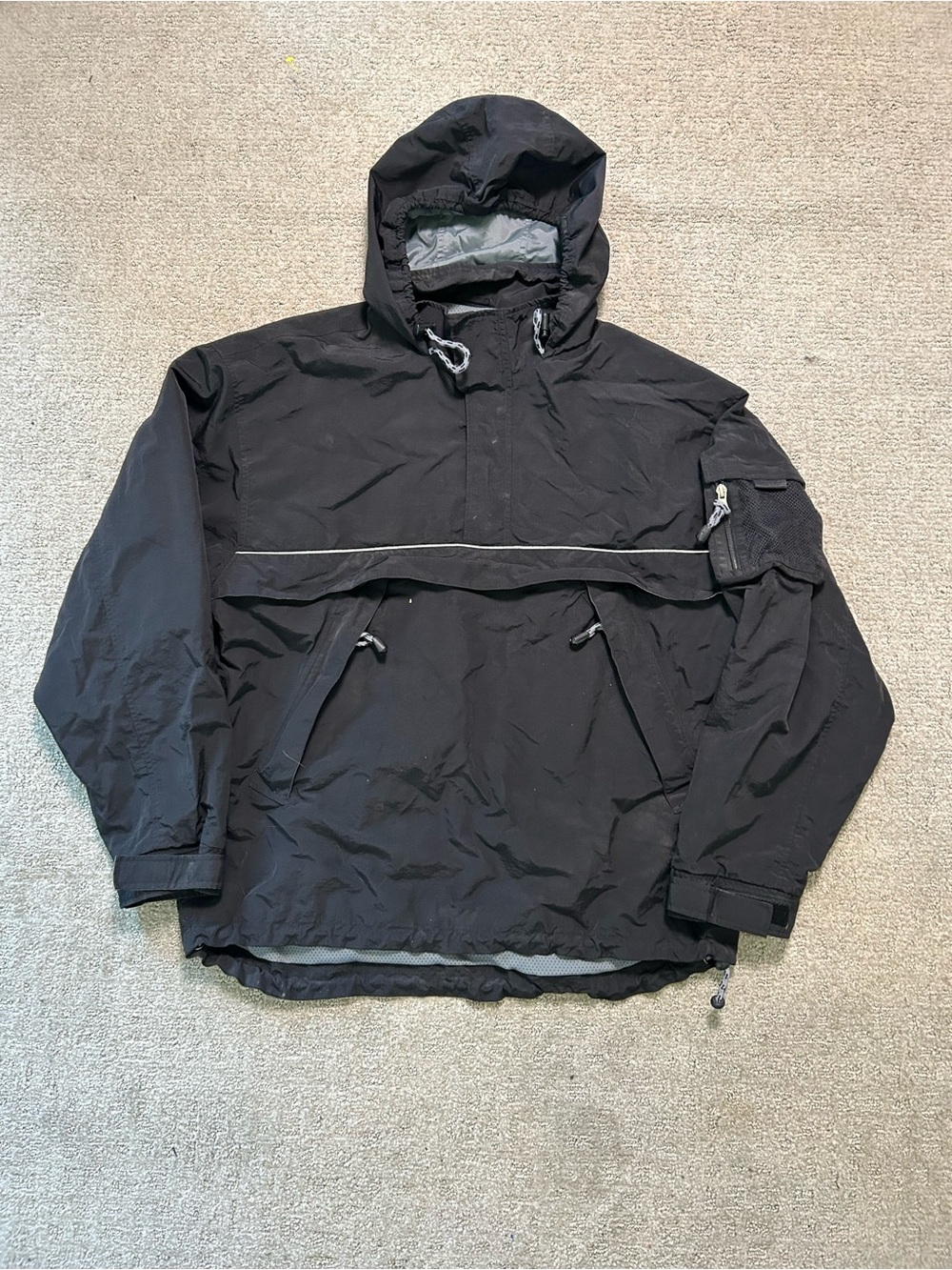 Vintage Black Gap Nylon Anorak Pullover Hoodie